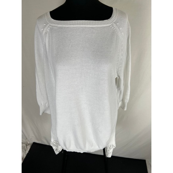 Sundance Over the Moon Sweater Women's XL white Linen Cotton Boho Knit - Picture 6 of 6